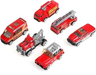 Mini Vehicle Model,Set of 6 Metal Diecast Model Cars, 1:64 Scale Alloy Fire Rescue Car Toy,Fire Rescue Truck Vehicles Sets,Rescue Emergency Playset, for Kids Children Over 3 Years Old, 3 Toy Car