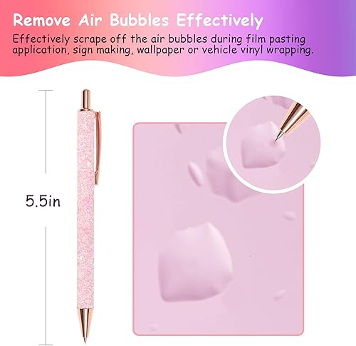 Vista 4 de TECKWRAP Herramienta de deshierbe de liberación de aire, bolígrafo de vinilo, herramienta de deshierbe para proyectos de manualidades de vinilo Rosa