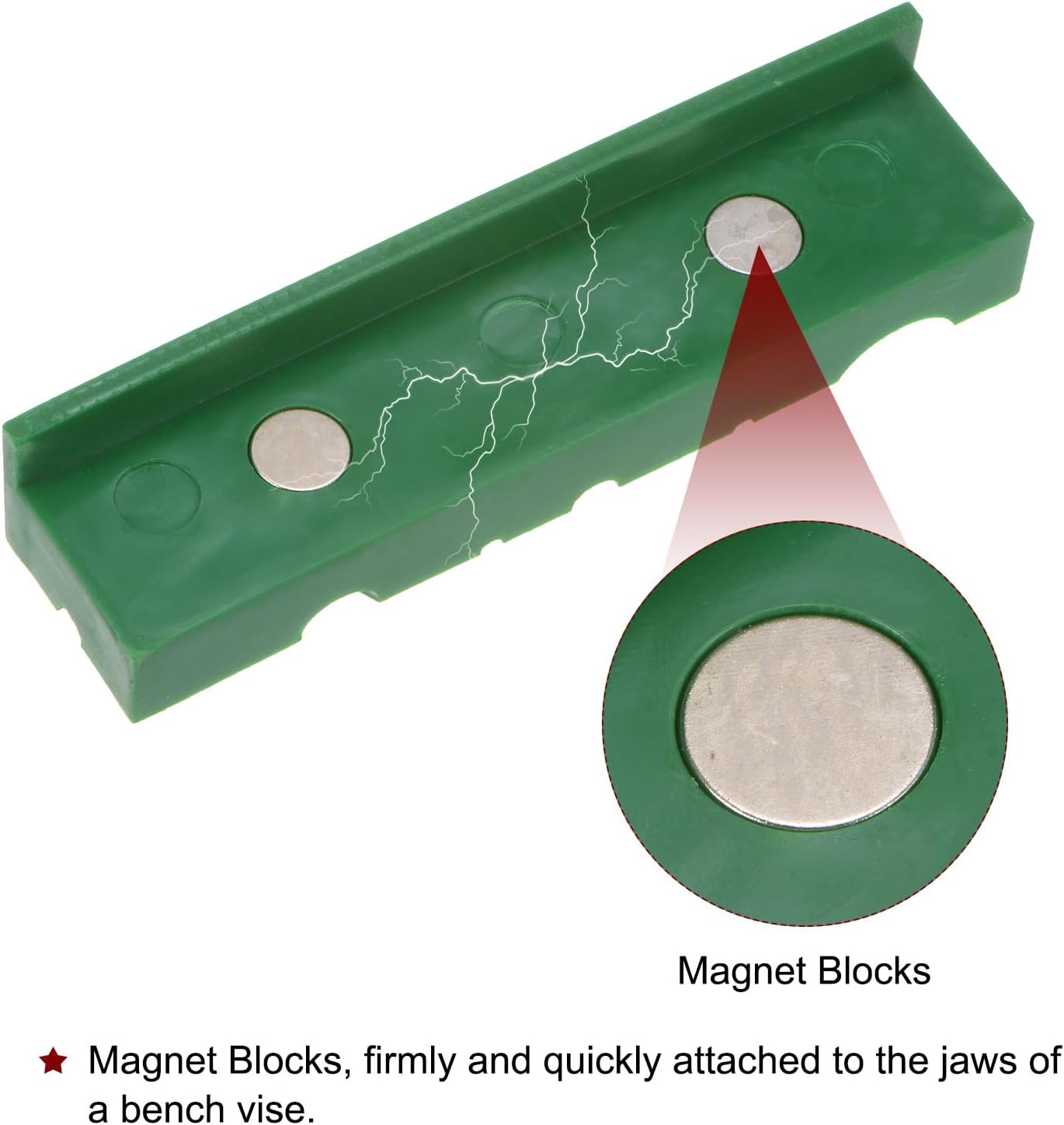 HARFINGTON Magnetic Vise Jaws 5 Inch Magnet U-Grooves Soft Rubber Bench Jaw Pads Covers Multi-Purpose Protector for Woodworking Jewelry Making Plumbing, Green