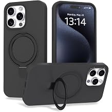 CONSTRAIN - iPhone 14 Pro Max ile uyumlu Apple K l f Magsafe ile uyumlu Halkal  Extra Standl  i i Kadife Yumu ak Renkli Silikon Kapak - Gri