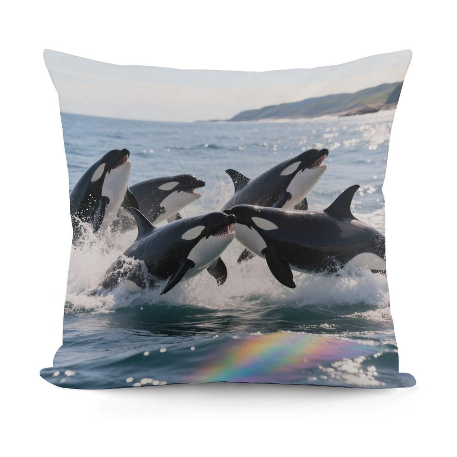 VstaDank Killer Whale Pillow Cover with Invisible Zipper Square Throw Pillowcase Plush Couch Sofa Pillow Case 18x18 Inch Decorative Throw Cushion Covers for Sofa Living Pillowcover