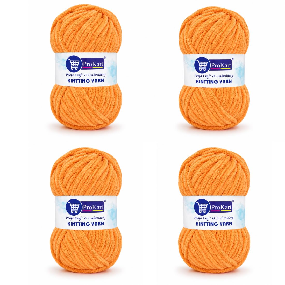 ProKart Premium Blankie Wool, Plush & Cuddly, Chenille Yarn Supersoft Hand Knitting Wool Ball | Blanket Thick/Mottu Yarn Ball Suitable for Hand Knitting and Crocheting (Peach, 100gms x 4 Pack)