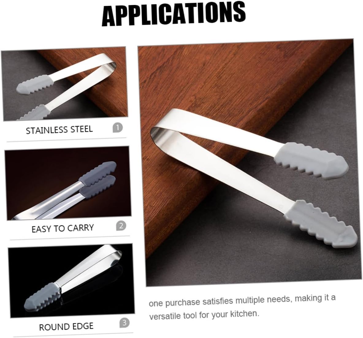 Versatile Stainless Steel Ice Cube Clamp Mini Food Tongs for Pasta Candy Sugar Cubes Bbq Accessories