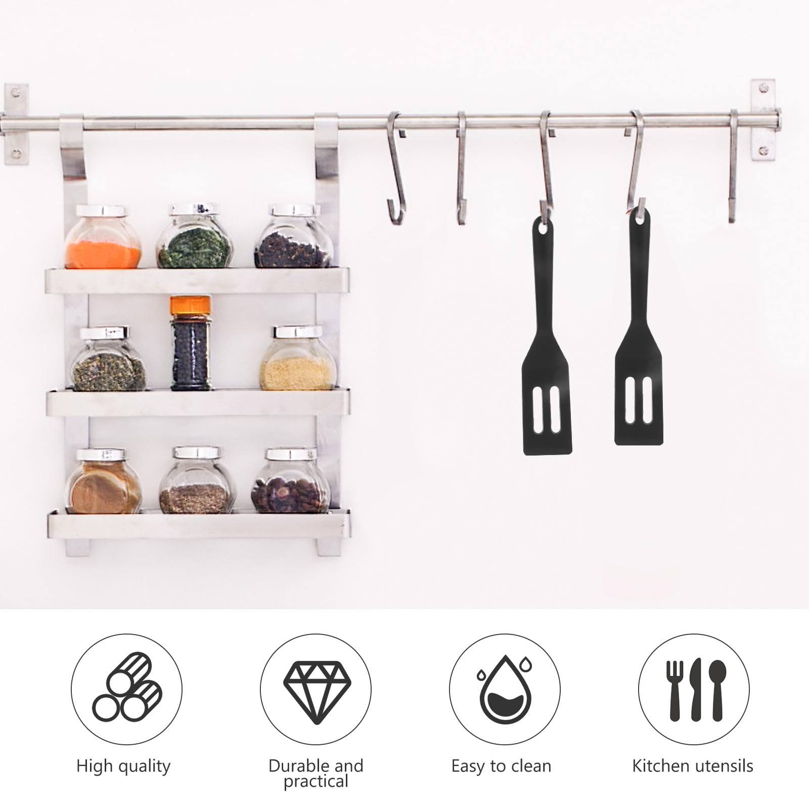 TOYANDONA Espátulas de Silicona Pequeñas Antiadherentes 6 Piezas para Hornear y Cocinar Resistentes al Calor Color Negro Orificios Utensilios de Cocina Prácticos para Repostería y Carne