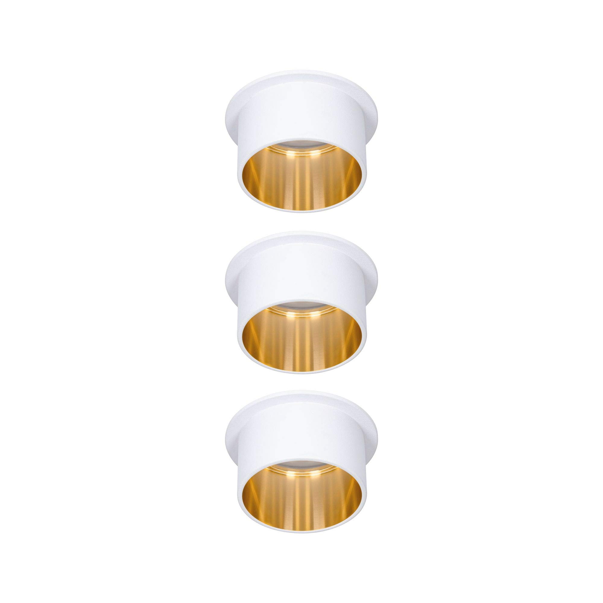 Paulmann 93381 Reflektor wpuszczany LED Gil 3-Step-Dim okrągły z możliwością ściemniania 3x6 Watt Biały matowy, złoty Reflektor wpuszczany Aluminiowy spot 2700 K Moneta
