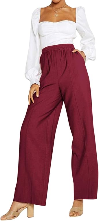 Amazon.com: CNFIO Palazzo - Pantalones de trabajo para mujer, Palazzo, XL :  Ropa, Zapatos y Joyería