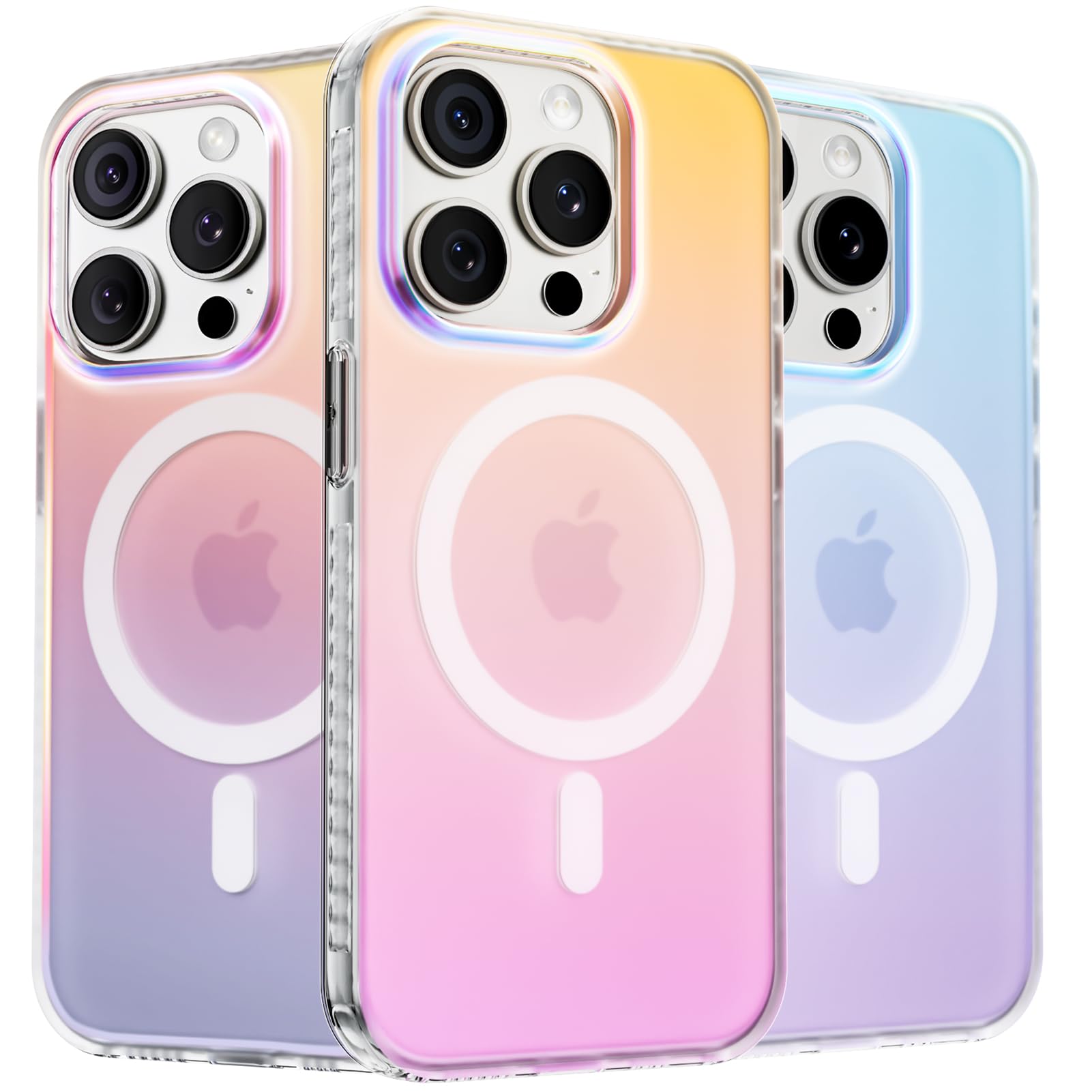 ORNARTO Compatible with iPhone 15 Pro for MagSafe Case,Shockproof Protective Rainbow Case,Wireless Charging Magnetic Phone Cases Cover 6.1 inch-Sunset