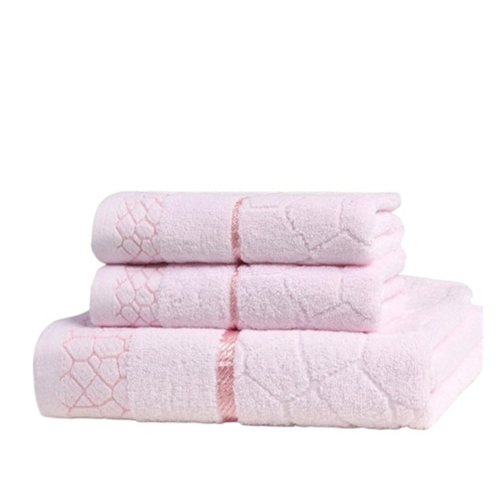 WSQHAO 3pcs Towel Set Cotton Face 34 * 72 * 2pcs + Shower 70 * 140cm Beach Geometric Home Bath Adults Bathroom for Shower(Color3)