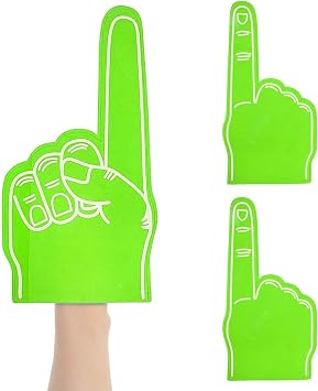 Giant Foam Finger 18 Inch Giant Foam Fingers Number 1 Foam Hand Cheerleading Foam Fingers for Sports Cheer School Sport Games Party Supplies 3PCS Green