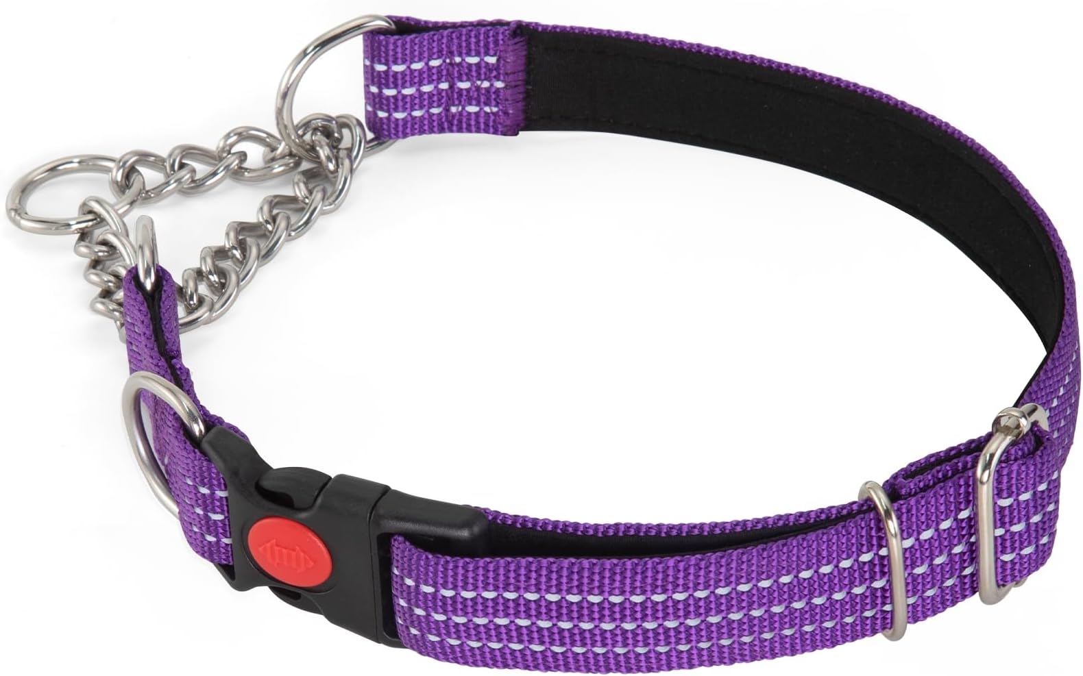 Martingale Collars,Reflective Dog Collar,Side Release Buckle,Adjustable Chain Training Pet Collars (Purple, M,Neck 33-50cm)