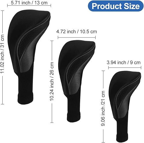 Miniatura 5 de Number-one Fundas para cabezas de palos de golf para híbridos de Fairway Woods, 3 piezas de cuello largo de malla para palos de golf con etiquetas