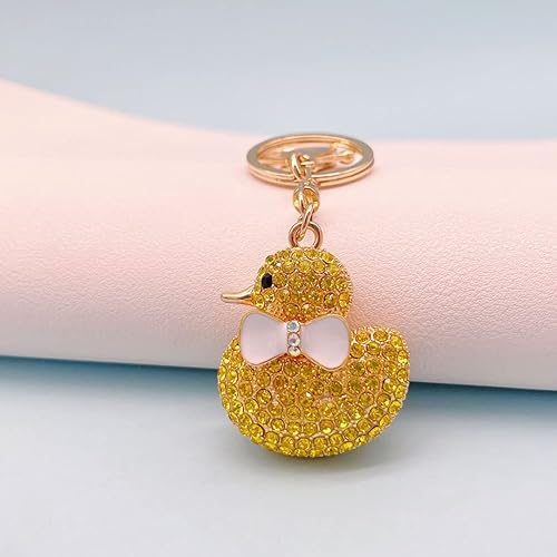 Miniatura 2 de SWJEWEL Cute Duck Keychain Rhinestone Keychain Yellow Cute Ducky Sparkle Bling Crystal Key Ring