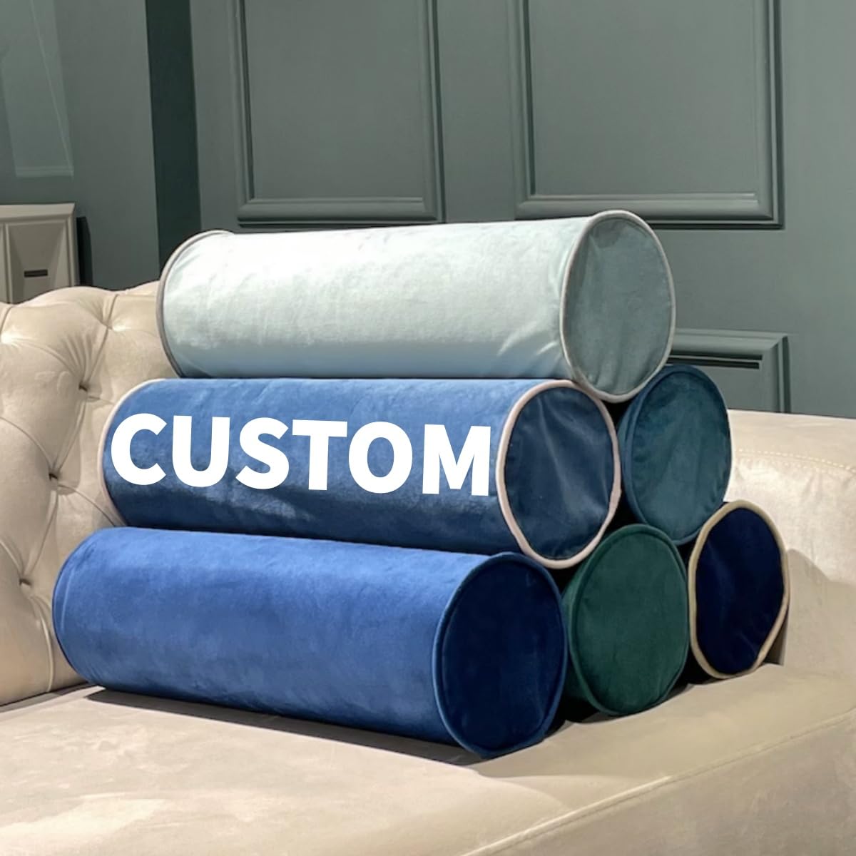 SINCERA Custom Size Bolster Pillow - Round Cylinder Pillow for Neck, Spine & Arm Support, 3 Fabric Options for Sofa, Bed, Outdoor Décor, Cervical Roll & Pet Bed, Removable Washable Cover