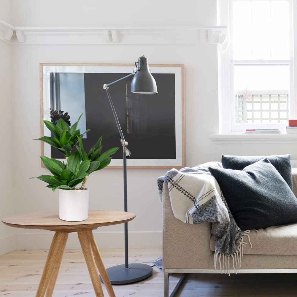 Hollyone Large Artificial Agave Plants Fake Three-Head Agave Succulent Plant Potted 15" Faux Plant in White Pot Succulent Aloe Plant Indoor for Desk Modern Home Decor - Image 3