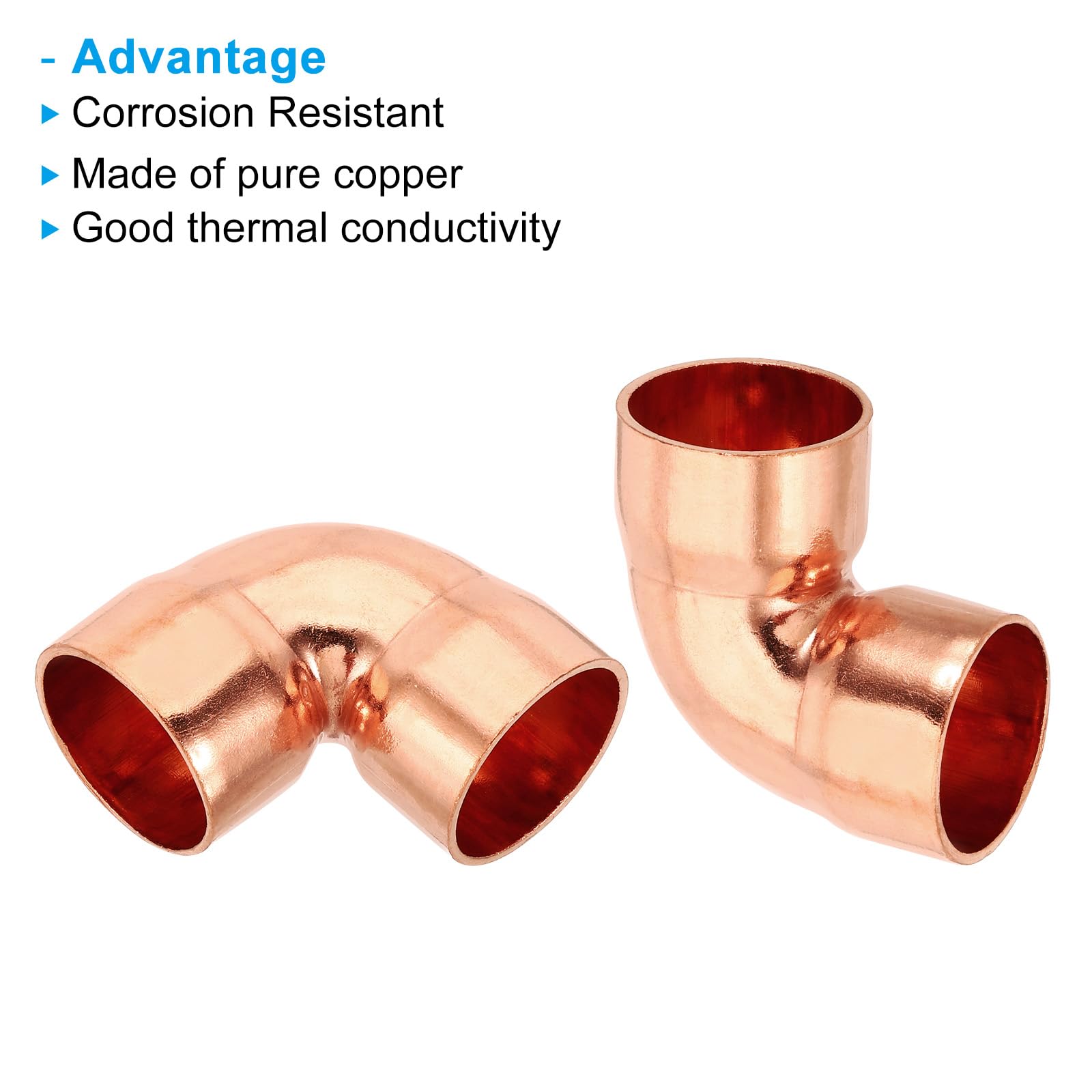 PATIKIL 4 Piezas Conector de Cobre para Tubería de Radio Corto de 1" ID