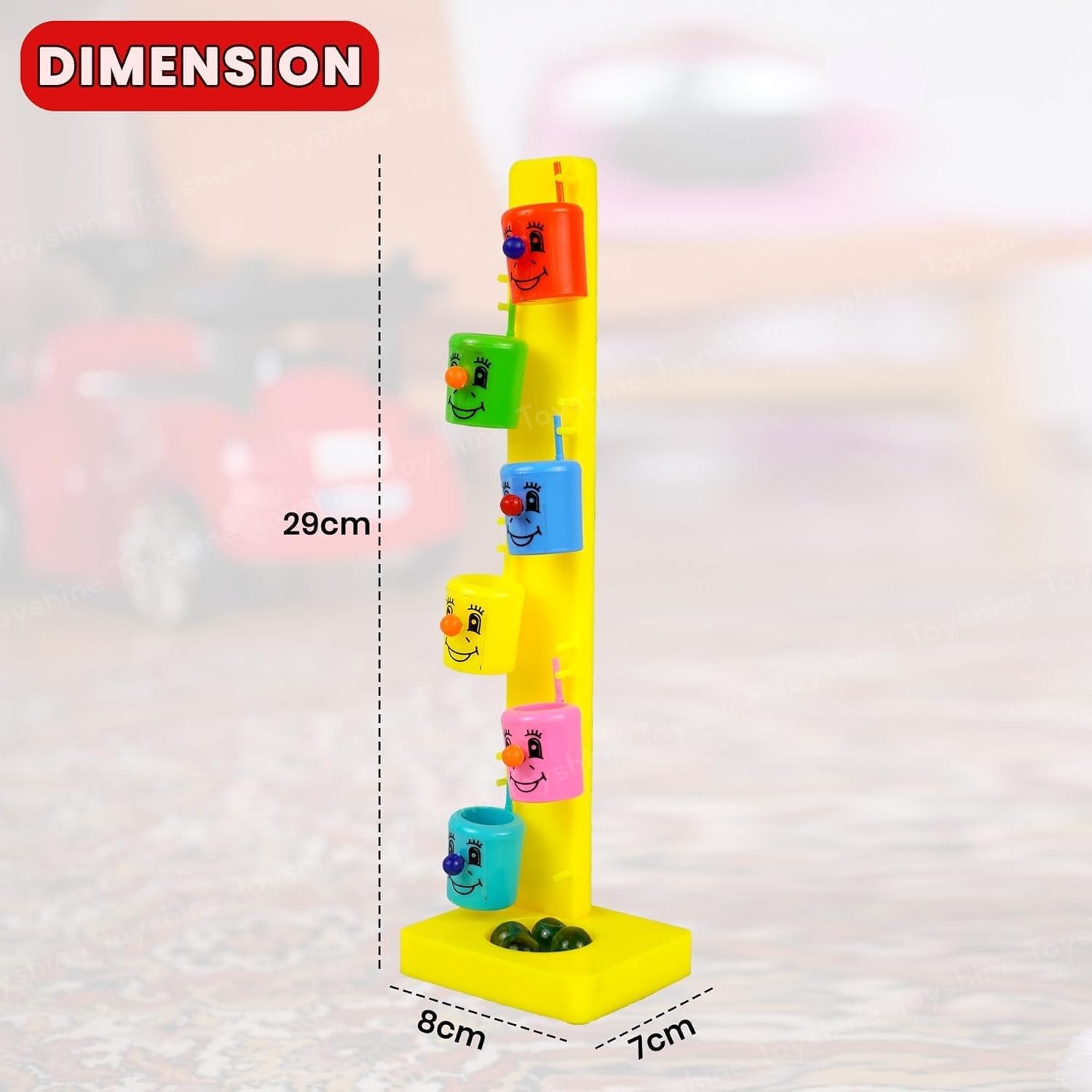 The Voila Company Smiley Face Marble Slider Tree Ball Run Track with 6 Tilting Buckets & Pc 4 Marbles Fun Party Entertaining Game Birthday Return Gift Toy for Kids Boys Girls 3+(Set of 6)