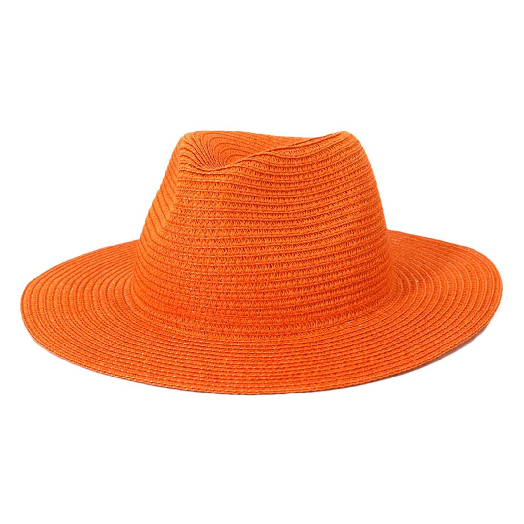 Cappelli da sole da donna Panama a tesa larga cappelli di paglia colorati all'aperto Jazz spiaggia cappello protettivo, Arancione, 6 7/8-7 1/8