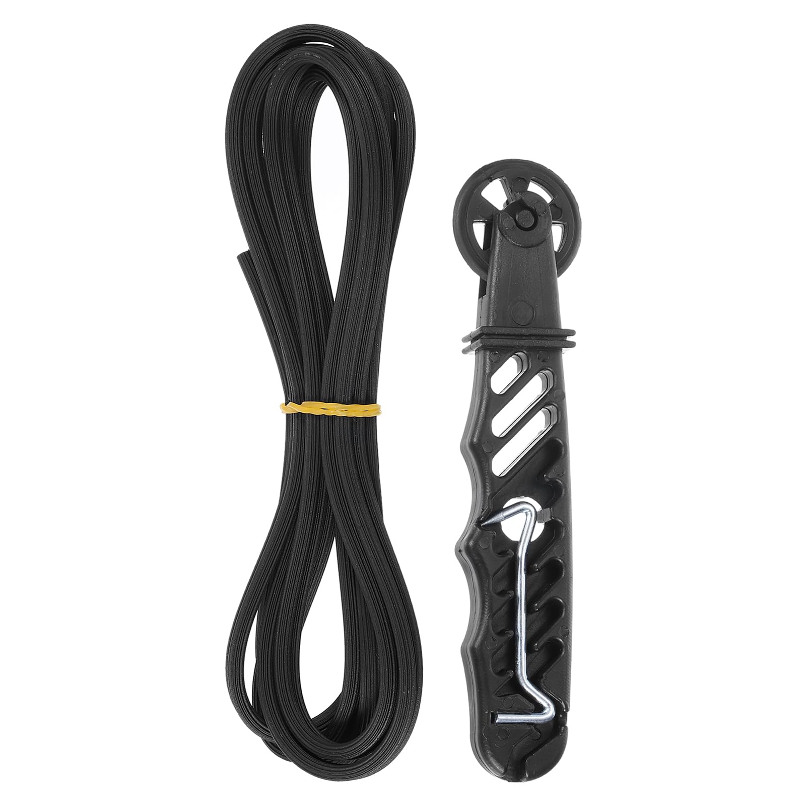 QUARKZMAN Kit de Reparación de Pantallas 0.18"x16.4 Pies de TPE Negro para Retener Pantallas de Ventanas con Rodillo y Gancho de Extracción para Pantallas de Puertas y Ventanas Reemplazo