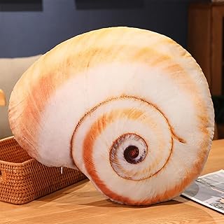 Beach Coastal Plush Pillow Cartoon Simulation Seashell Starfish Conch Pillow Cushion 3D Shell Stuffed Plush Pillow Decorative Throw Pillow Sofa Couch Pillow for Beachy Room Decor (Sand Snail Pillow)