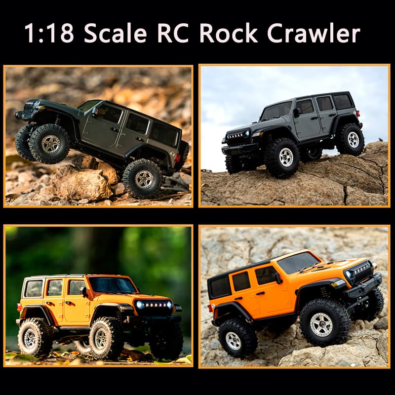 GoolRC RC Crawler 4WD RC Truck, D870 RC Rock Crawler, 1:18 Scale Remote Control Truck, All Terrains Off Road Climbing Car, 2.4GHz Electric Vehicle with LED Light for Adults, Include 2 Battery (Orange)