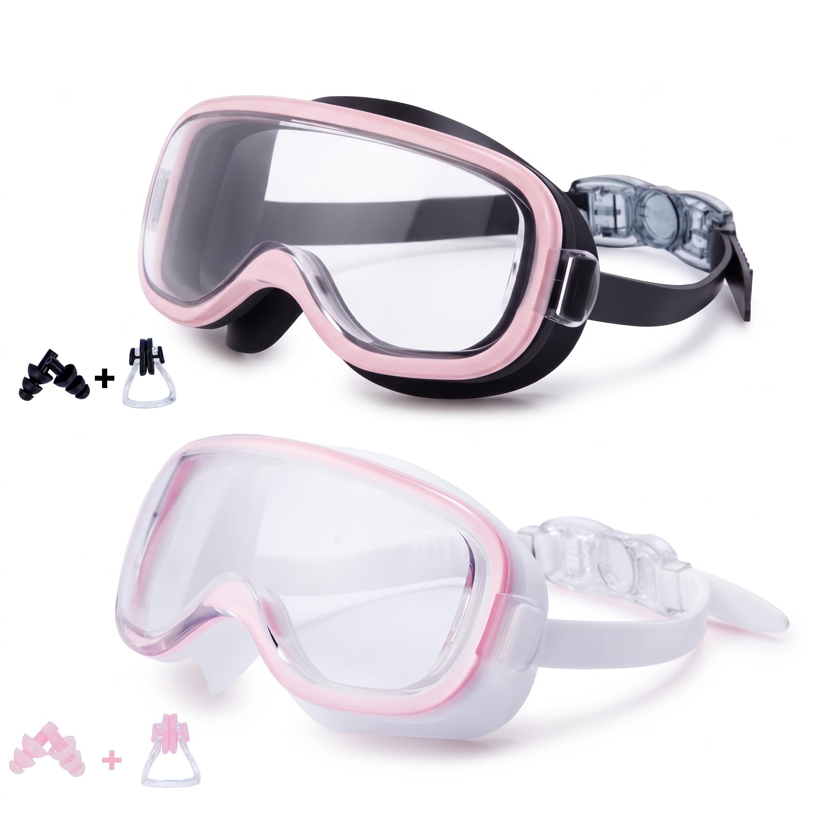 2‑Pack Wide View Swim Goggles, Anti‑Fog UV‑Protection Leak-proof Seal