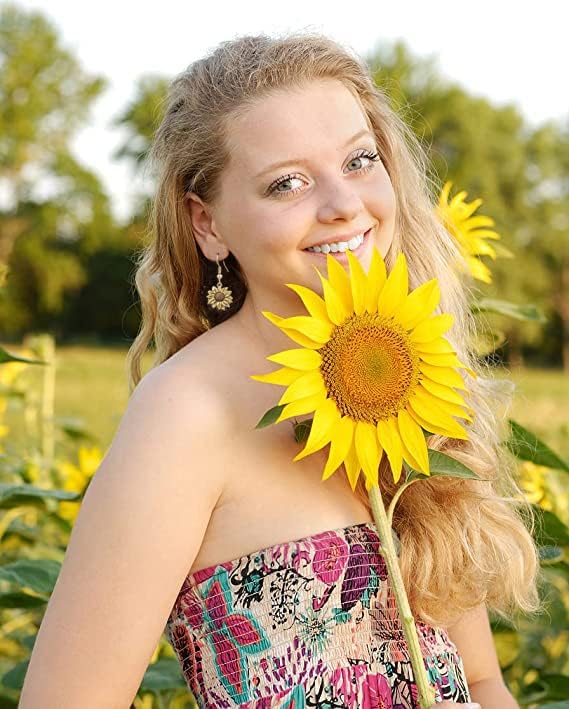 Vintage Gold Sunflower Earrings for Women Sun Flower Dangle Earrings - Image 4