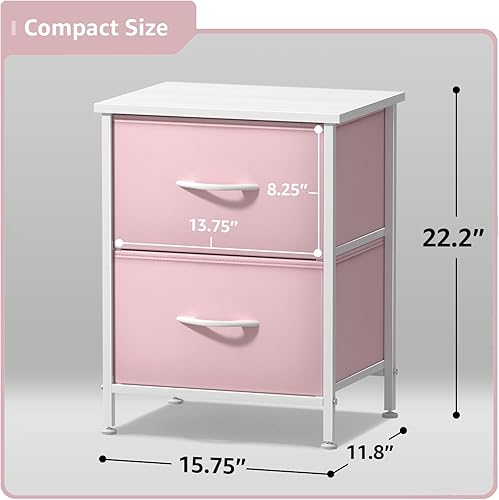 Miniatura 3 de Sorbus - Mesita de noche con 2 cajones - Mueble de noche para niños, mesa auxiliar, estructura de acero, parte superior de madera y contenedores de