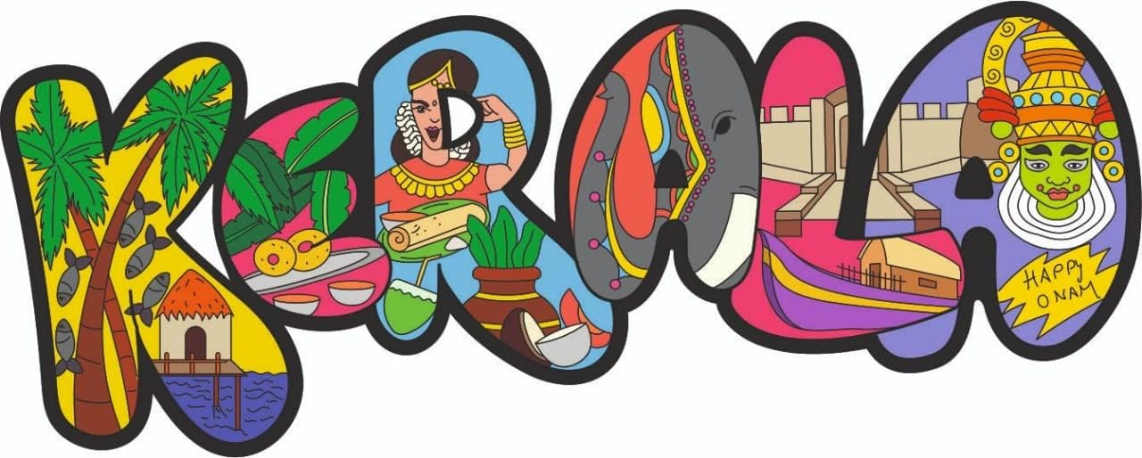 India Souvenir Wooden MDF Kerala Fridge Magnet (Multicolour)