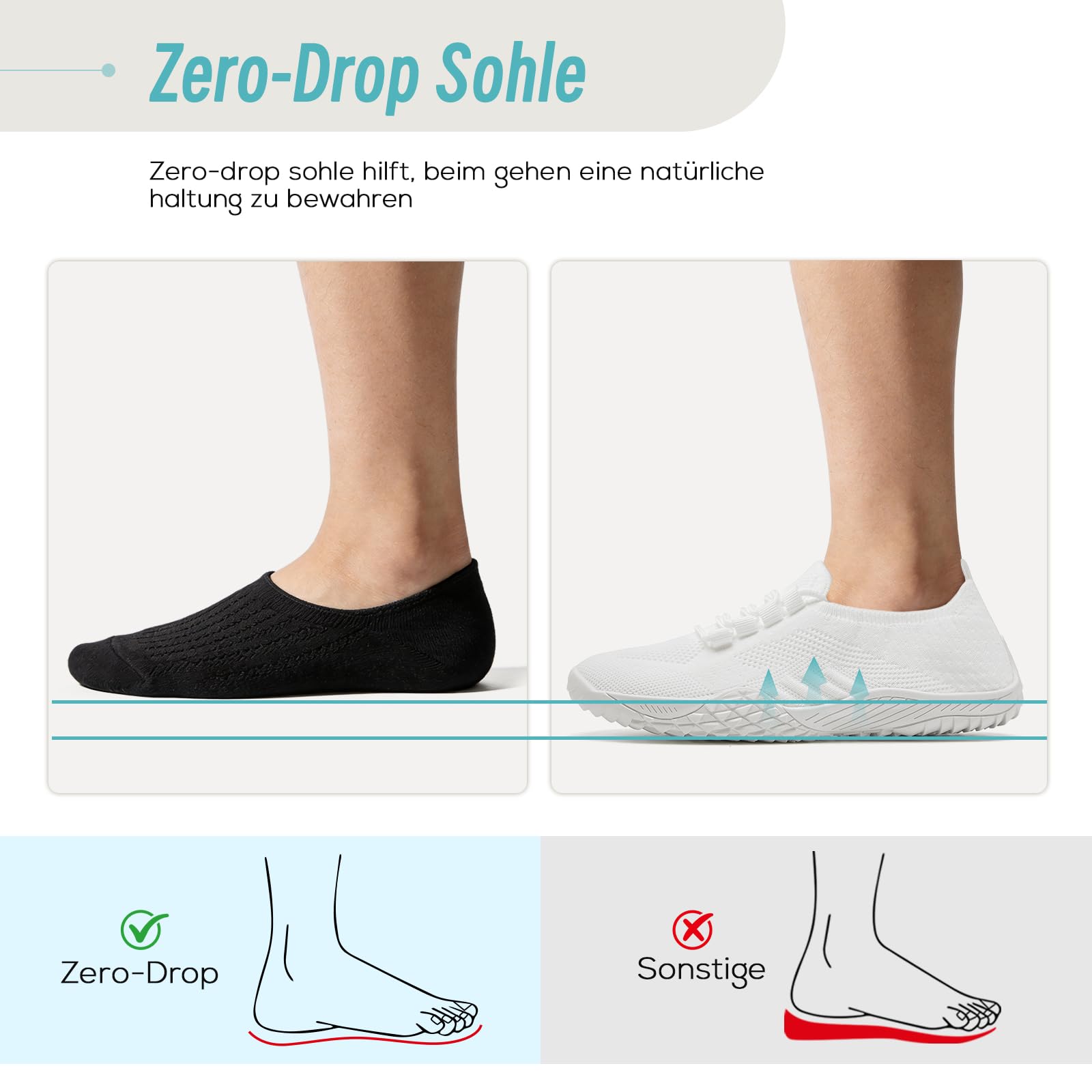 ZGPWZWL Barfuss Schuhe Damen Barfußschuhe Laufschuhe Hallenschuh Bequem Sportschuhe Wanderschuhe Leicht Atmungsaktiv Fitnessstudi Sneaker Zero-Drop Sohle Minimalistische Turnschuhe
