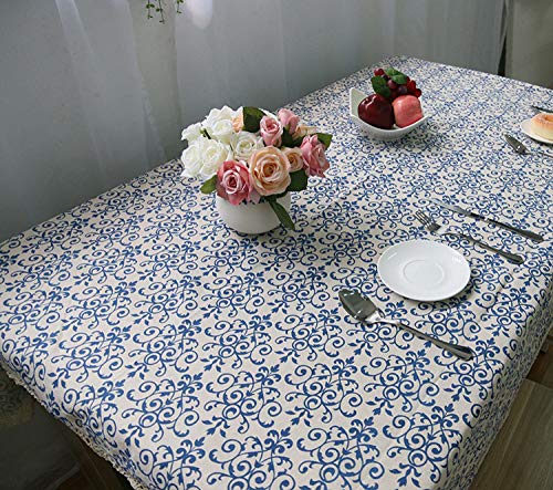 Nappe en dentelle bleue pour repas de famille et décoration de table de campagne chic - 6