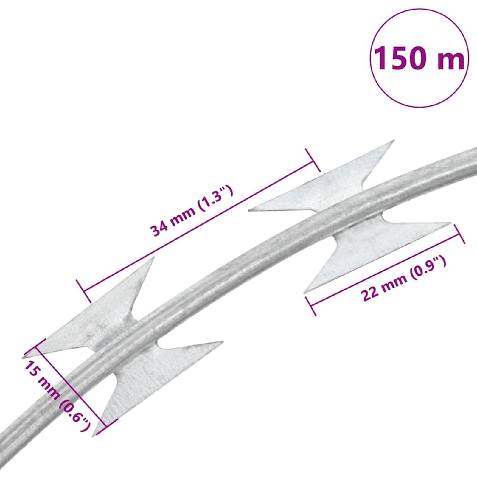 Gecheer Alambre de espino Concertina Acero galvanizado BTO-22 150 m