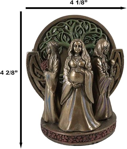 Vista 3 de Ebros Gift Occultic Wicca Triple Moon Goddess Mother Maiden Crone Base Soporte con Resina Esculpida Árbol de la Vida 4 posavasos con reverso