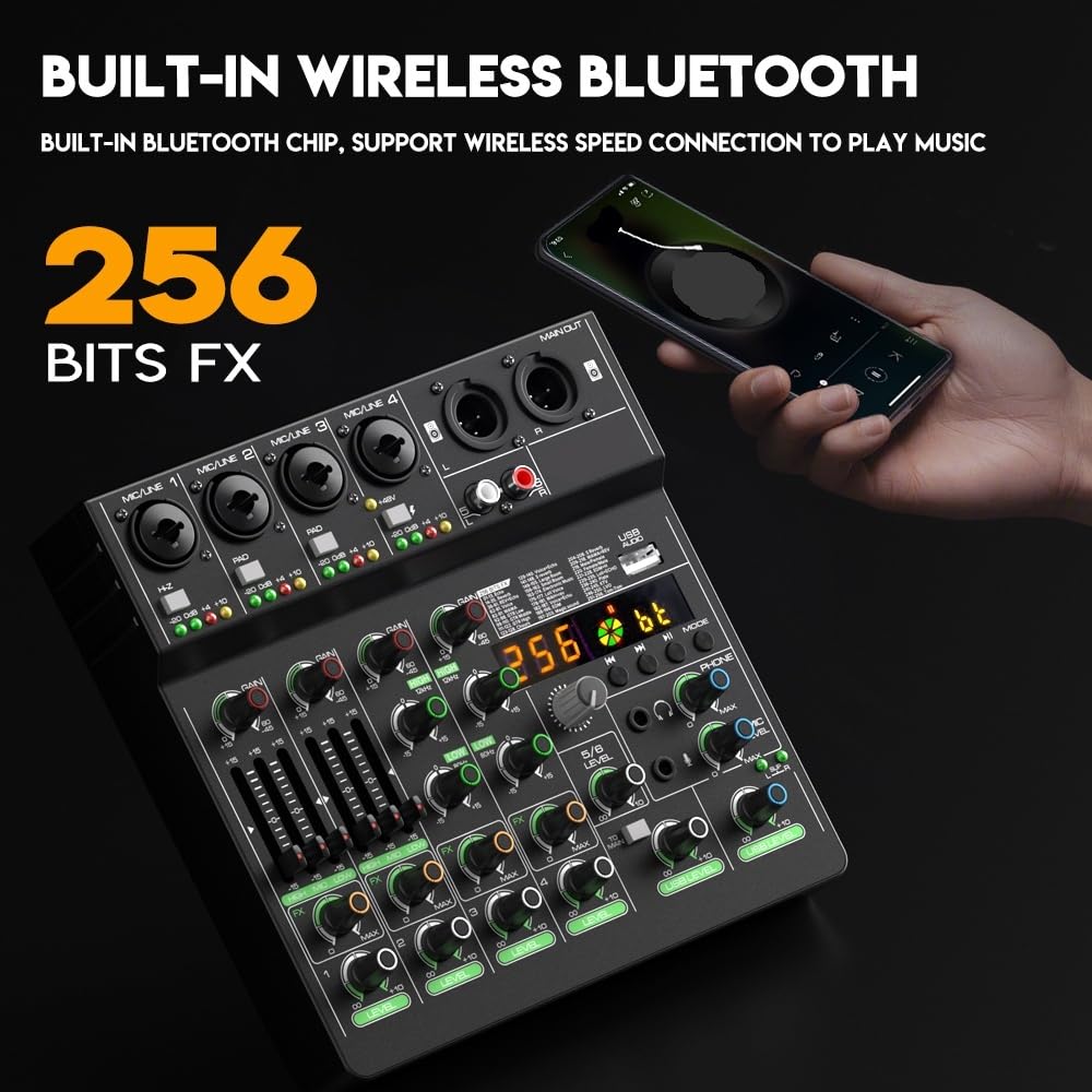 Controlador de DJ, Consola de mezclas con entrada RCA y conectividad XLR