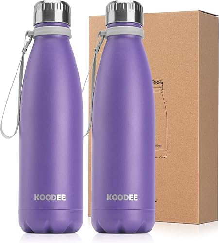 Miniatura 27 de koodee Botella de agua de acero inoxidable de 17 onzas con aislamiento al vacío de doble pared sin BPA, botella de agua deportiva a prueba de fugas