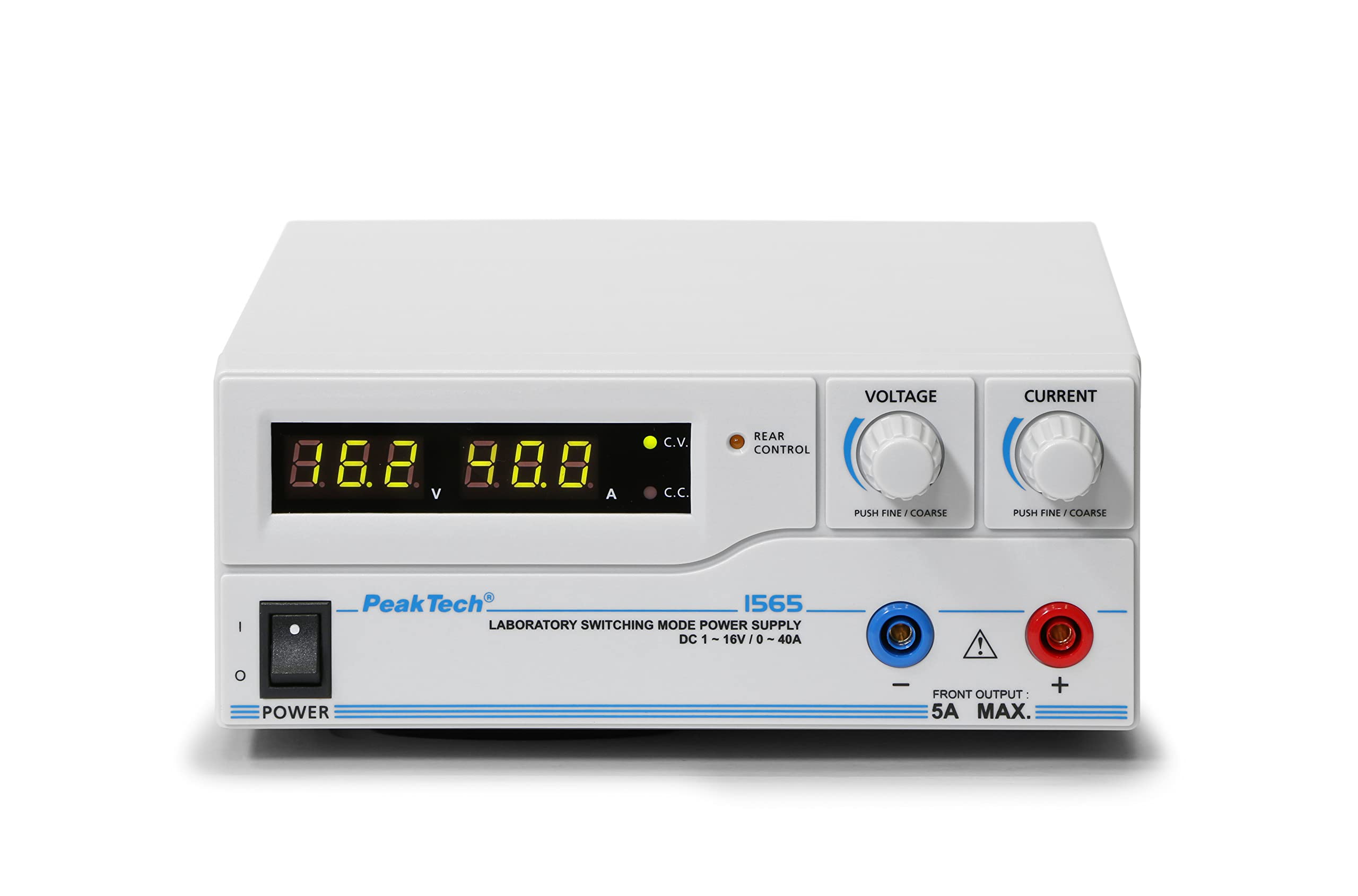 PeakTech 1565 laboratoryjny zasilacz sieciowy DC 1 – 16 V/0 – 40 A z USB, pełne zdalne sterowanie napięciem i prądem, programowalne cykle wyjścia prądu i napięcia