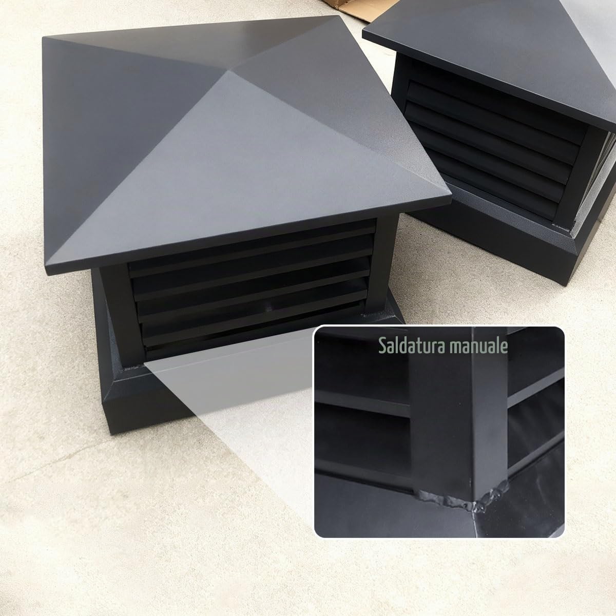 Villa Comignolo Canna Fumaria 25 cm/30 cm/35 cm, Cappello del Camino in Lega Di Alluminio, Copertura per La Pioggia del Tetto, Tappo Quadrata per Condotta Ventilazione(25x25 cm)