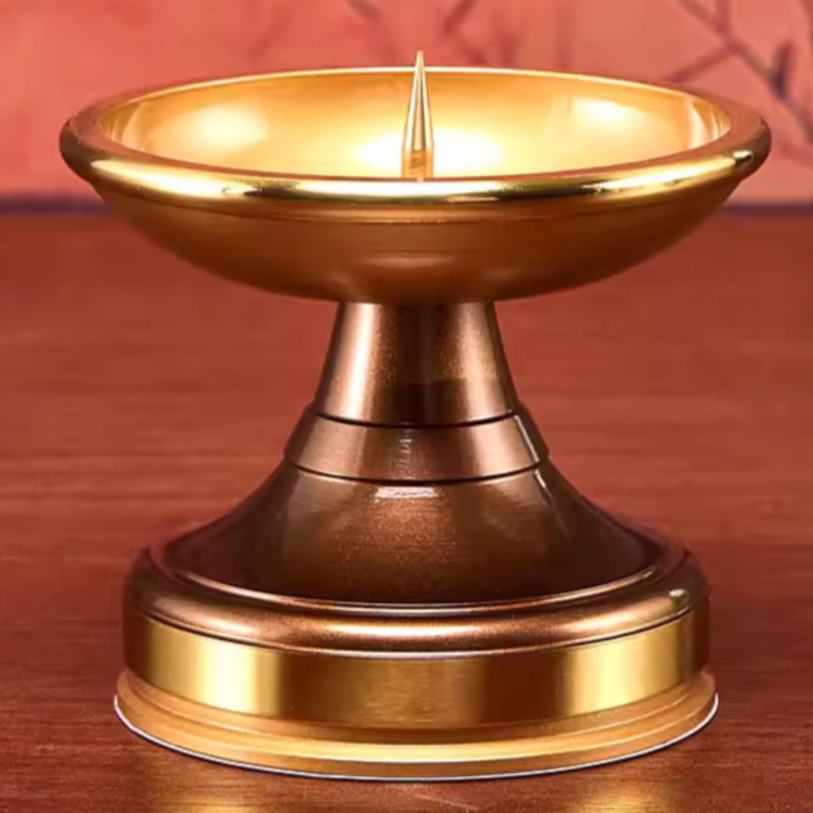 Kerzenständer aus reinem Kupfer, 9 cm, buddhistischer Schrein-Kerzenleuchter für den Haushalt