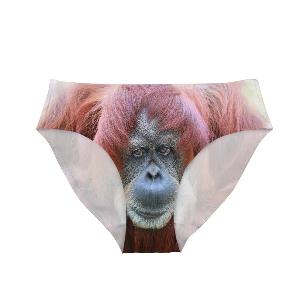 HUGS IDEA Stylish Orangutan Pattern Panties Lingerie Breathable Underwear for Lady S