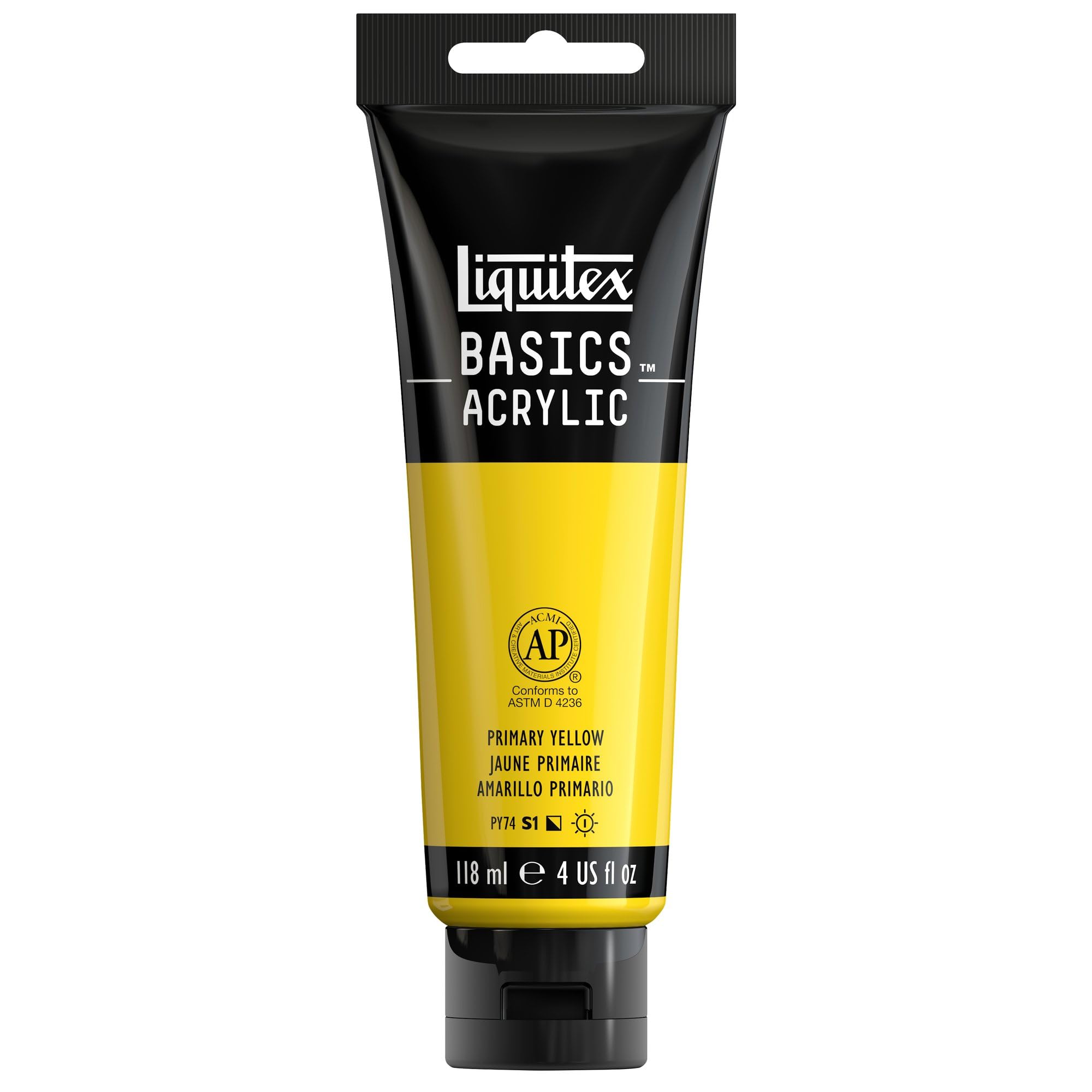 Liquitex BASICS Acrylic Paint, Primary Yellow, 118ml (4 oz) Tube | Artist-Quality Pigments for Beginners - main product image