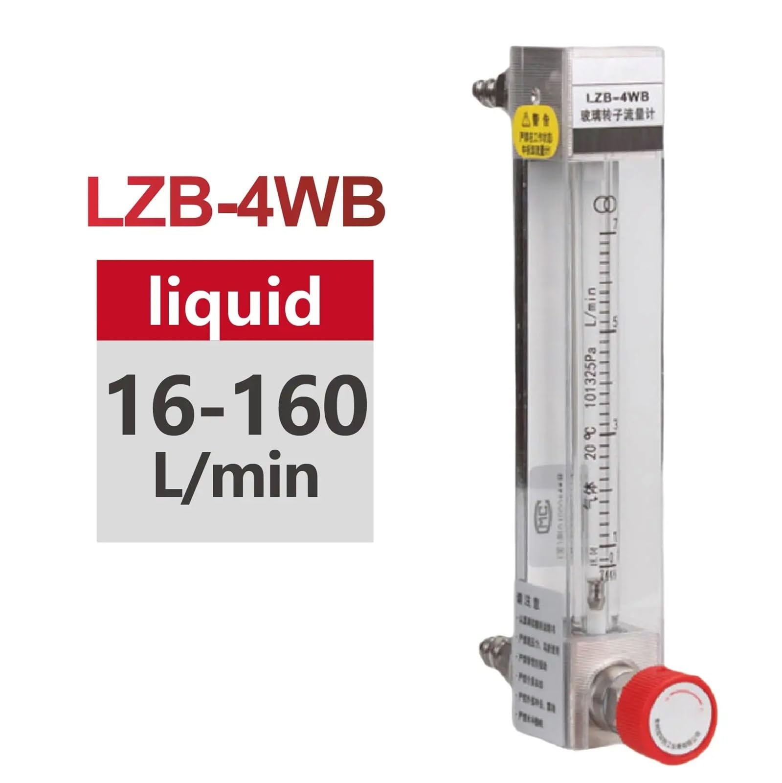 1 unidad LZB-4WB, rotámetro de tubo de vidrio, caudalímetro de área variable.(16-160ml-min)