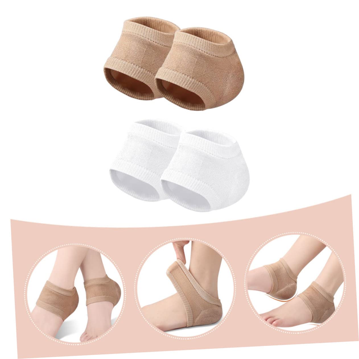 IWOWHERO Comfortable Heel Socks 2 Pairs Toeless Heel Covers Moisturizing Gel for Women Men