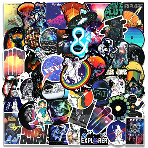 50 adesivi della NASA, Cool Space Astronauta adesivi per computer portatili, skateboard, telefono, simpatici adesivi Spaceman, impermeabili in vinile graffiti spaziali per adulti, bambini, ragazzi