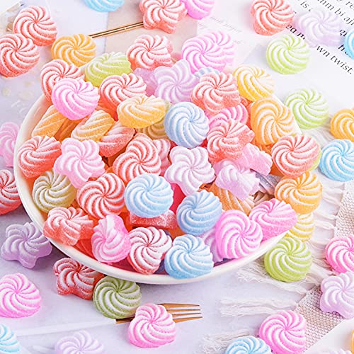 GBSTORE 50 Pcs Multicolor Candy Flatback Resin Slime Charms Fake Candy Buttons Scrapbooking Embellishments for DIY Hair Clip Headband Cell Phone Case Easter Craft Making Supplies (Multicolor A)
