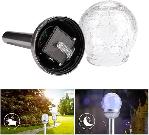 Miniatura 8 de TOPINCN 2 luces solares para exteriores, impermeables, para patio, estaca y bola redonda, luces LED de jardín con energía solar para patio, pasarela