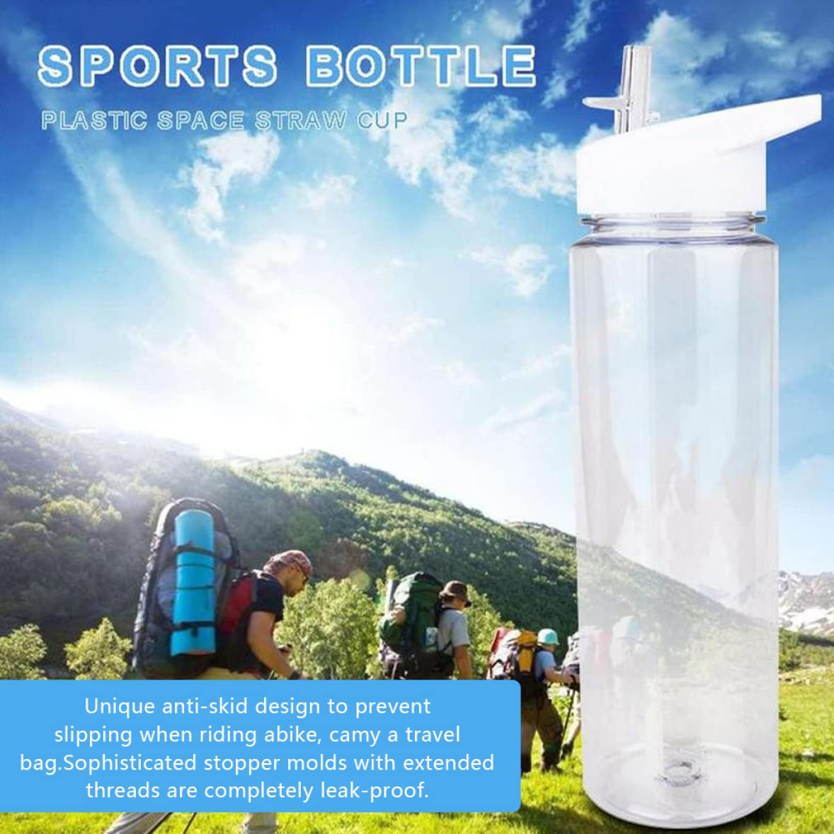 Klare Sport-Wasserflasche Mit Strohhalm, 750 Ml – Auslaufsicher & BPA-frei