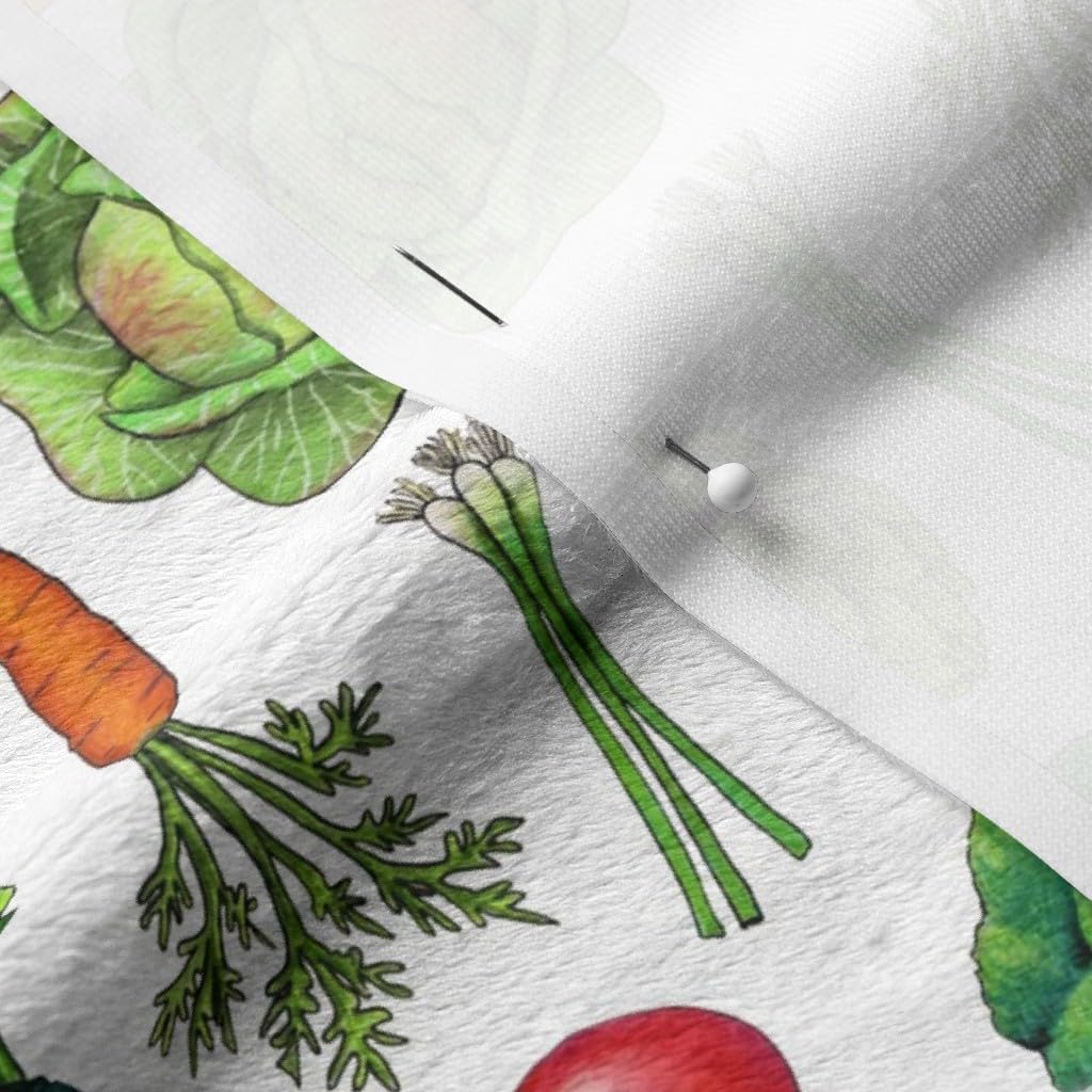 Spoonflower Fabric - Spring Vegetable Garden Colorful Ditsy Veggies Food Kitchen Gardening Printed on Minky Fabric Fat Quarter - Sewing Baby Blankets Quilt Backing Plush