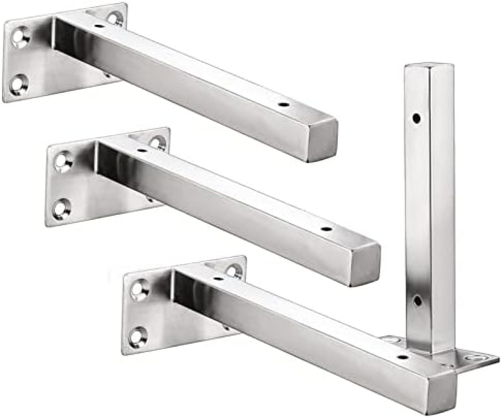 Staffe per mensole galleggianti invisibili, in acciaio inox, resistenti, per montaggio a parete, staffa decorativa fai da te, per mensole da 40 cm, finitura spazzolata, 400 mm