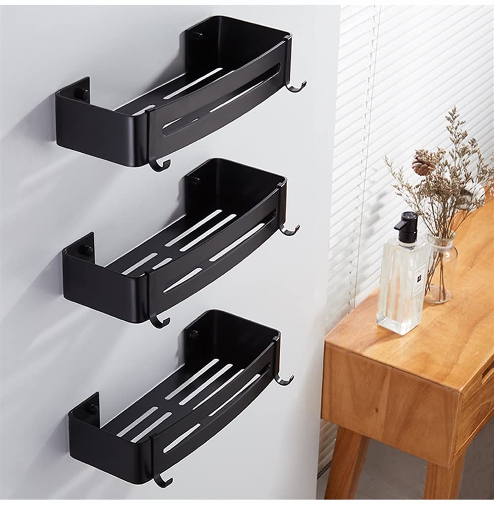 Corner Shower Caddy Corner Shelf Wall Mounted Black Aluminum Bathroom Soap Dish Bath Shower Shelf Bath Shampoo Holder