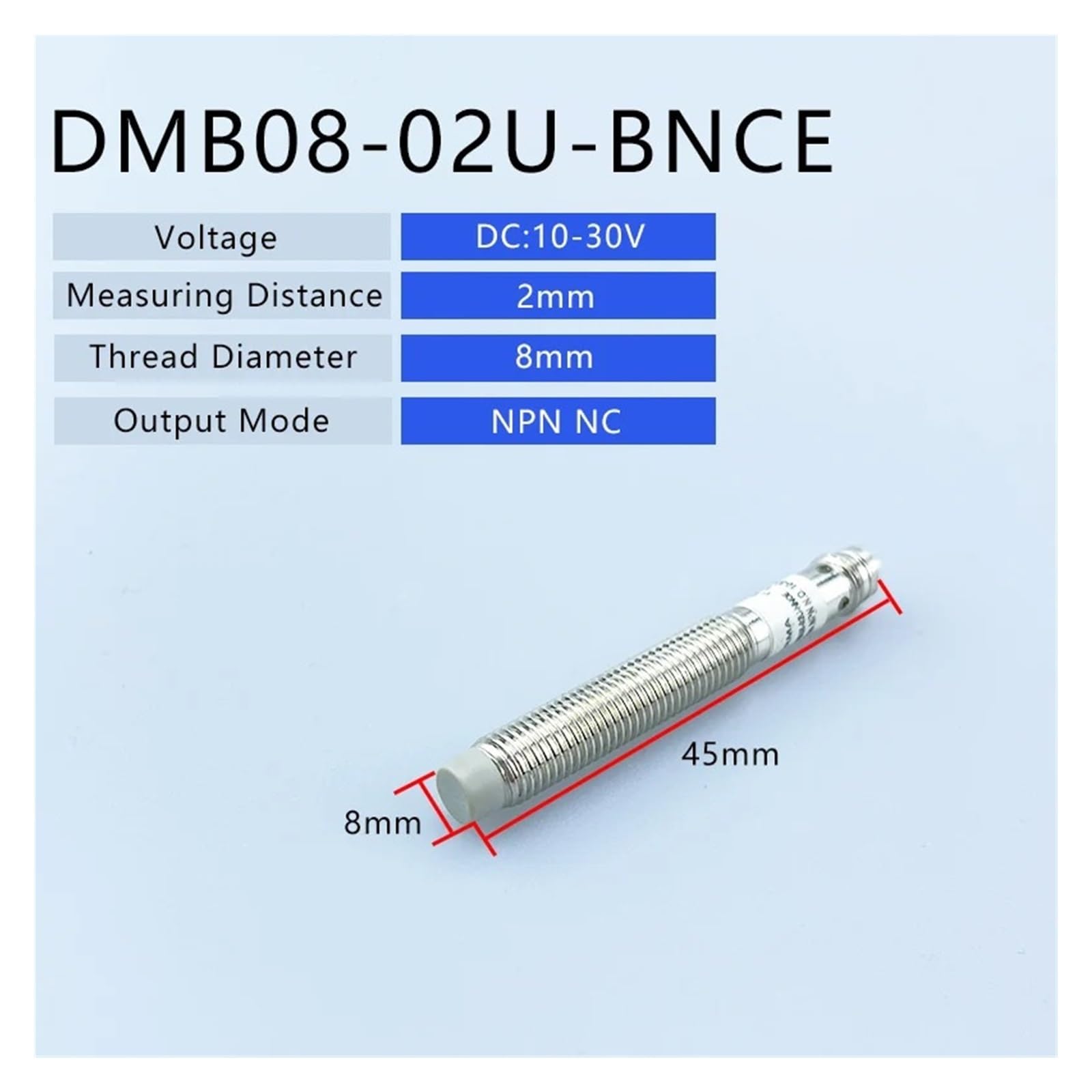 XYNSNDB Induktiver Näherungssensor-Anschluss, M8/M12-Serie, 3-polig, 4-polig, bündig, NPN, PNP, Schaltabstand 2 mm, 6–36 V DC (DMC12-04U-BNCT)