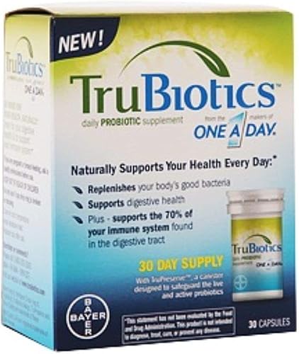 TruBiotics - Probiótico diario, 30 cápsulas, sin gluten, sin soja digestivo + suplemento de apoyo para la salud inmunológica para hombres y mujeres